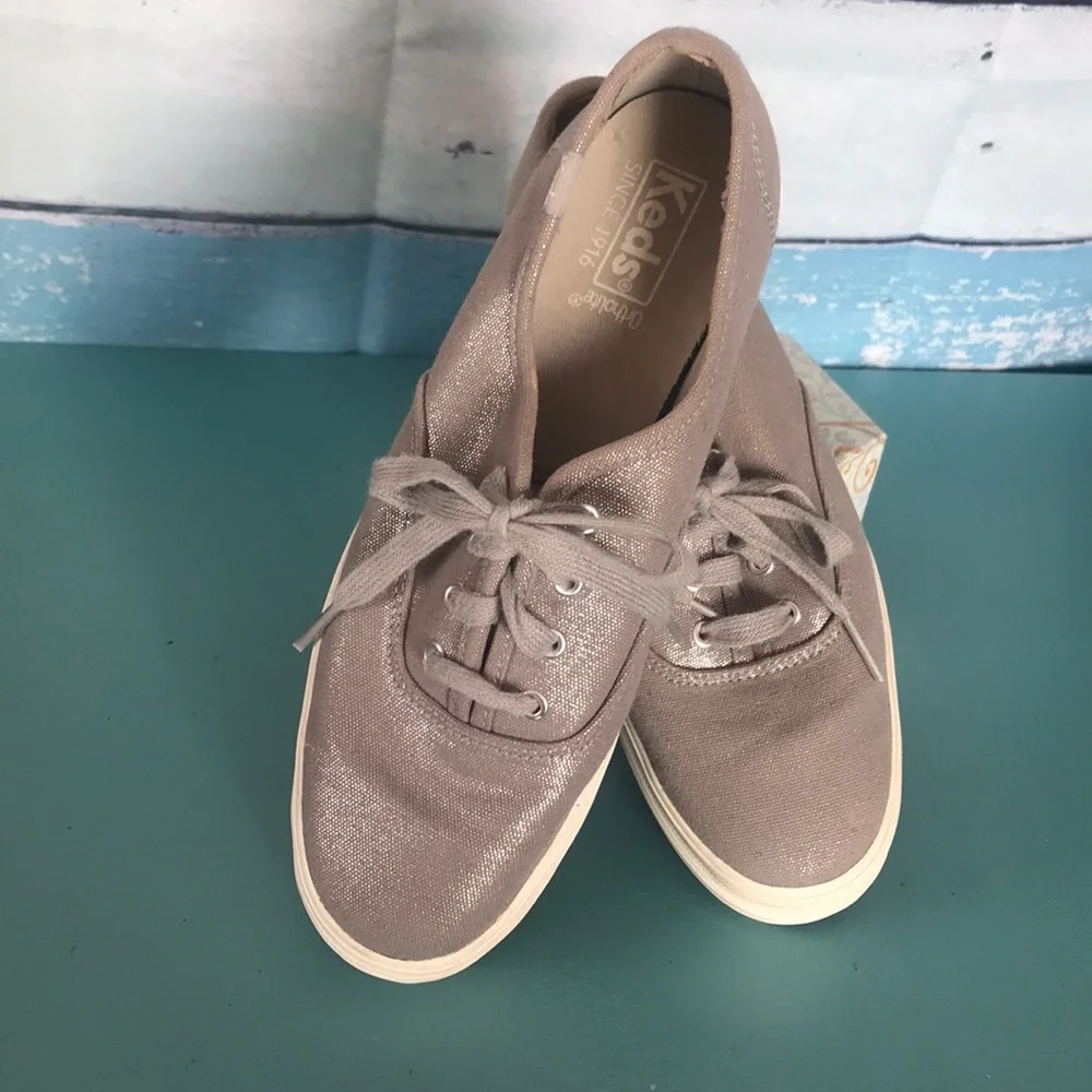 Keds grey silver metallic triple platform lace up sneaker size 7.5 - Picture 4 of 10